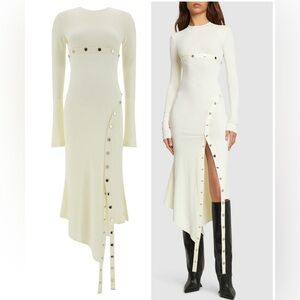 The Attico Snap Detail Jersey Midi Dress
